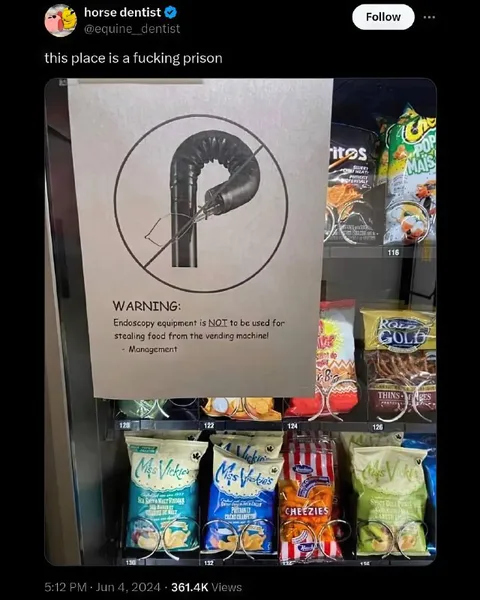 Vending Machine Prison Warning