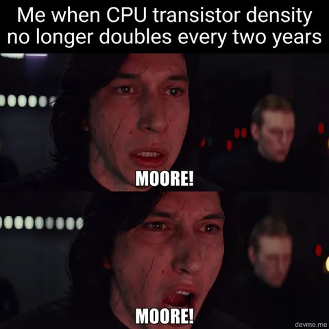 CPU density stops doubling