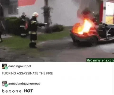 Firefighter Shoots the Fire