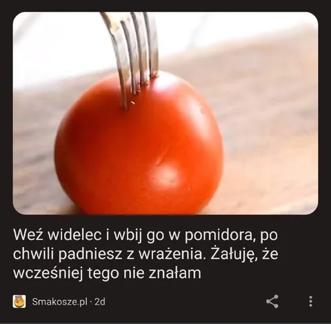 Widelec wbity w pomidora