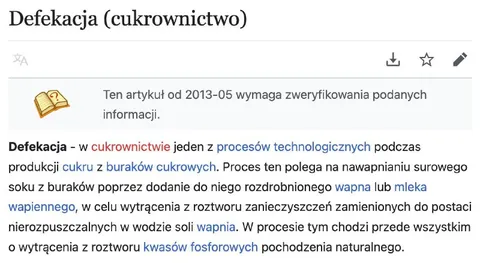 Defekacja w cukrownictwie
