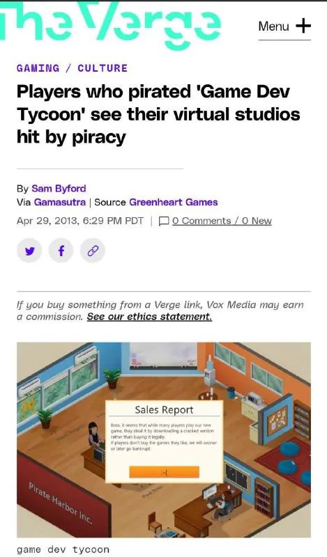 Pirated Game Dev Tycoon Punishment