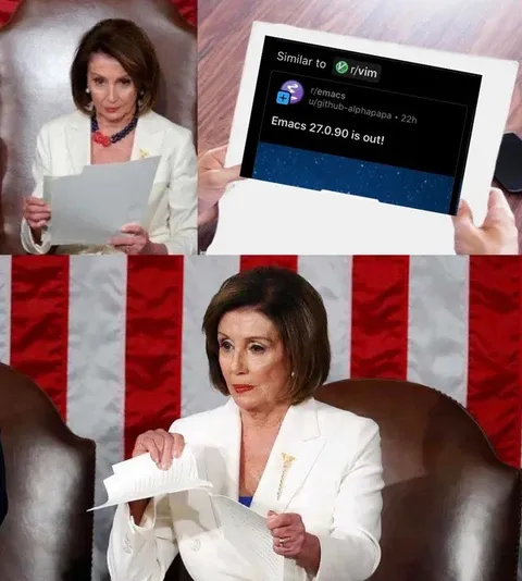 Nancy Pelosi Reads Emacs Release Notes