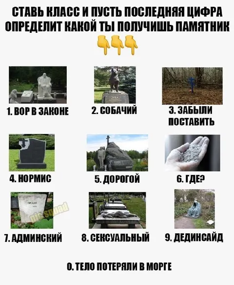 Какой памятник тебе достанется