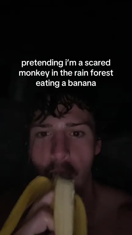 Scared Monkey Eats a Banana