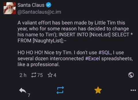 Santa Uses Excel Instead of SQL