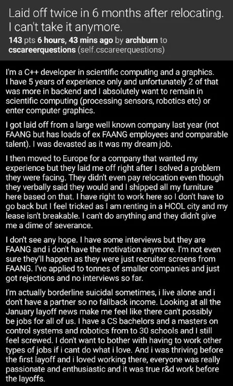 Laid Off Twice After Relocating