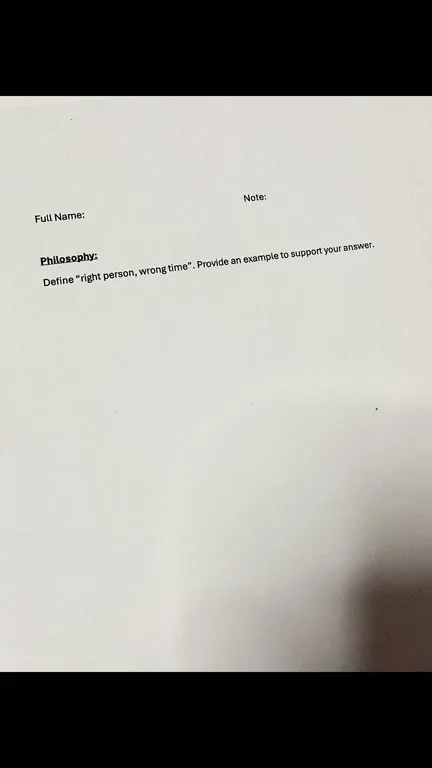 Right Person, Wrong Time Exam Answer