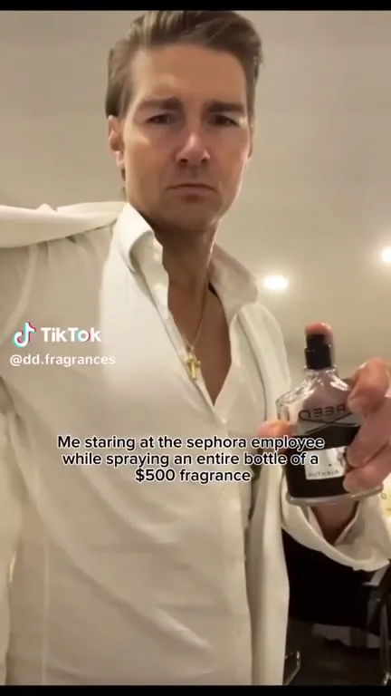 Staring While Spraying $500 Fragrance