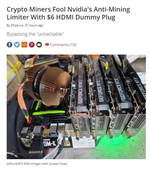 Crypto Miners Fool Nvidia's Limiter