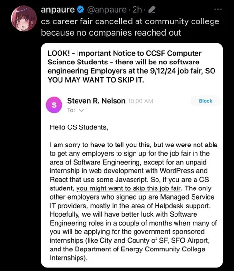 CS Career Fair Cancelled