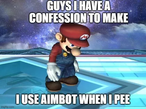 Mario Uses Aimbot When Peeing