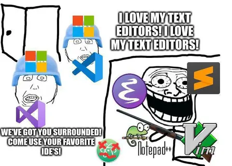 Text Editors Surround Trollface