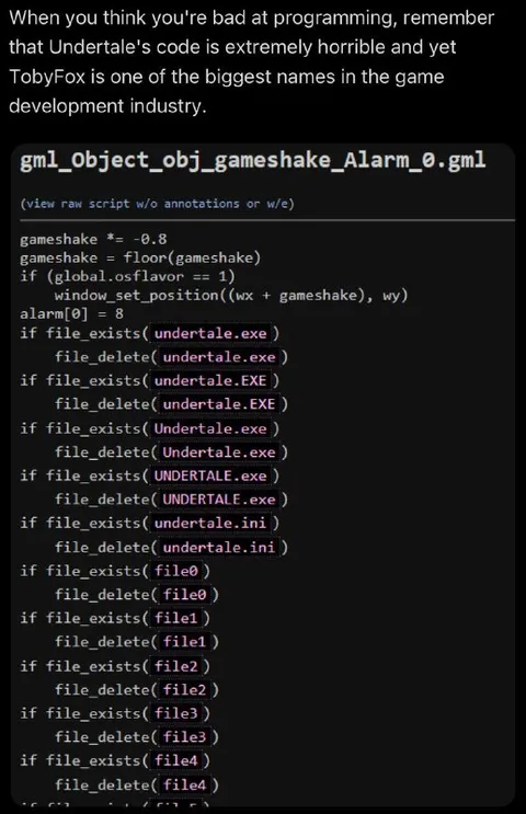 Undertale Terrible Code Motivation