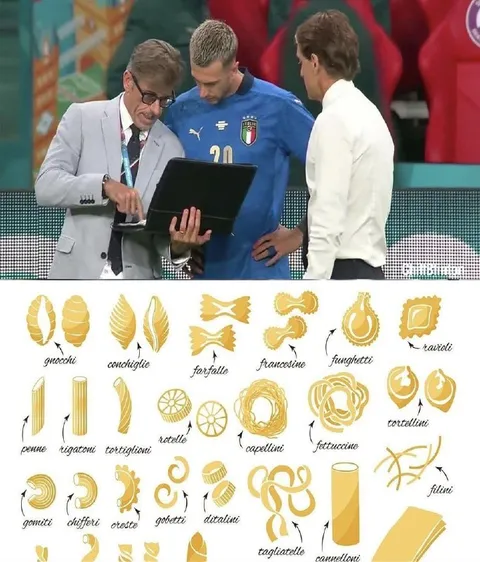 Allenatore mostra i tipi di pasta
