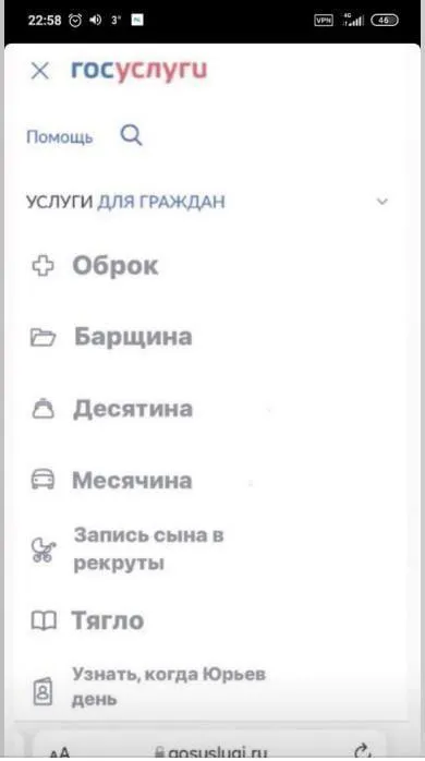 Госуслуги для крепостных
