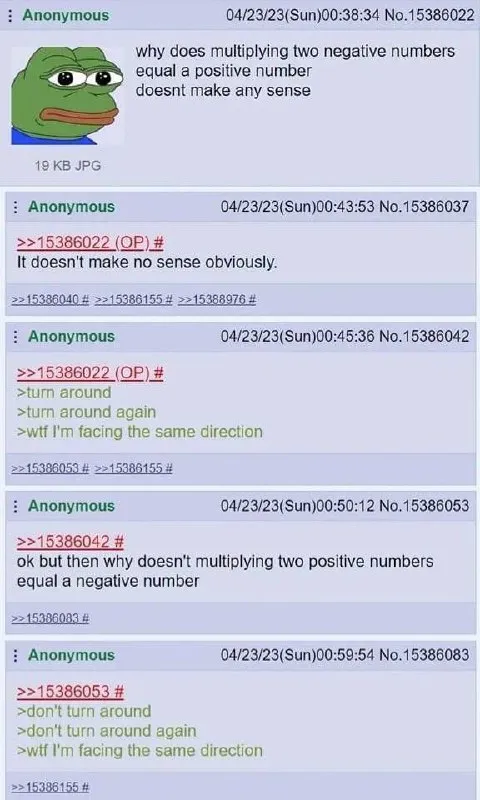 Pepe Questions Negative Numbers