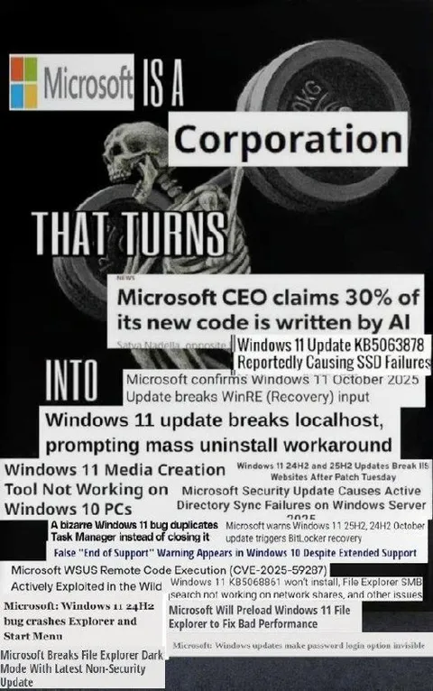 Microsoft Is a Corporation That Turns Into Windows Bugs