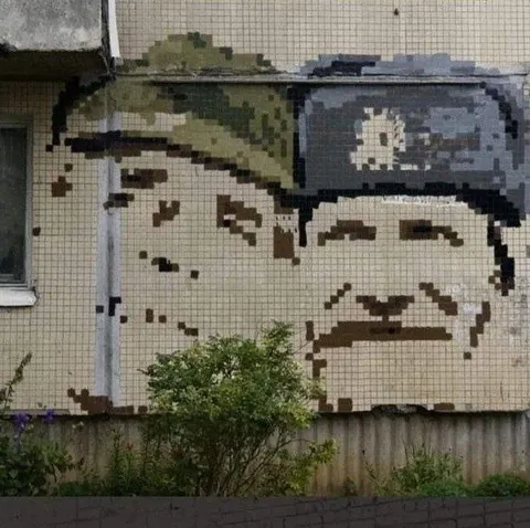 Лицо из камуфляжной стены