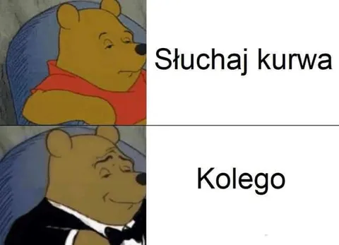 Winnie Pooh słuchający kolegi