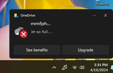 OneDrive Is So Full