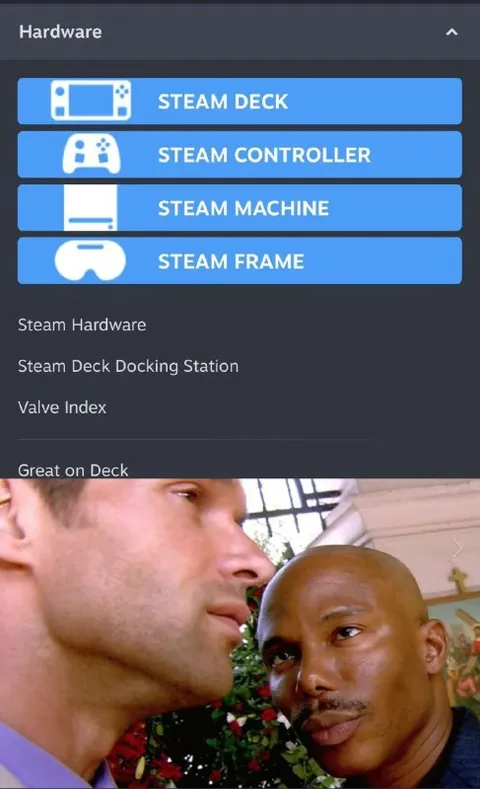 Steam Frame Hardware Menu