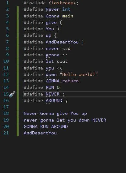 C++ Rickroll Code