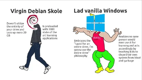 Virgin Debian Skole vs Vanilla Windows