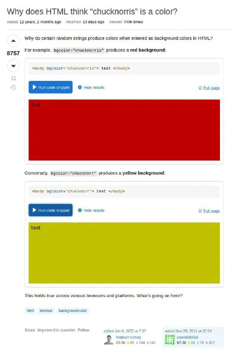 HTML Chuck Norris Color Bug
