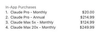 Claude Max App Store Pricing