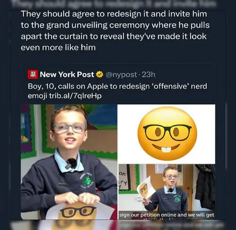 Boy Wants Apple to Redesign Nerd Emoji