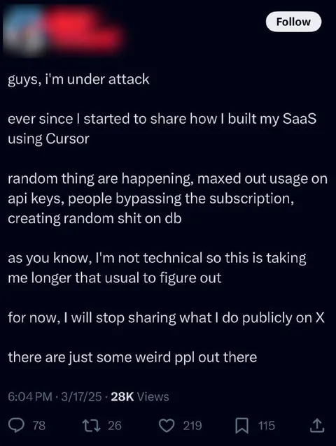 Under Attack After Building with Cursor