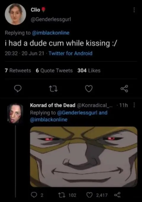 Smug reaction to sexual confession