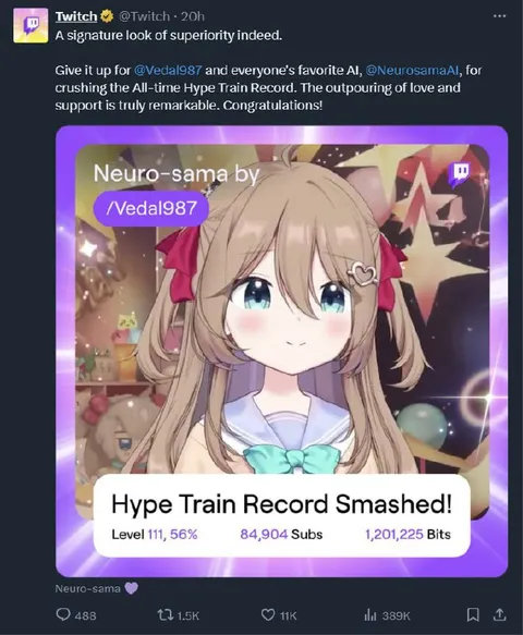 Neuro-sama Smashes Hype Train Record