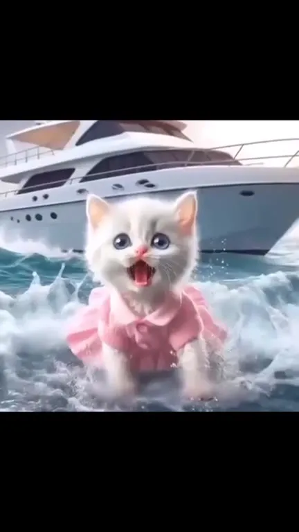 Мускулистый кот спасает котёнка