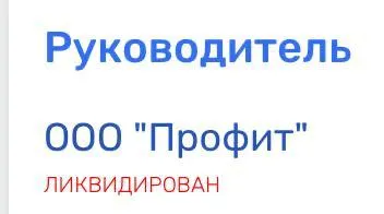 Руководитель ООО «Профит» ликвидирован