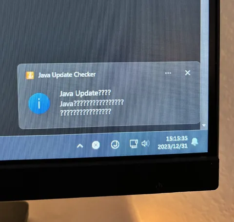 Java Update Garbled Notification