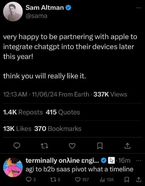 Sam Altman Announces Apple Partnership