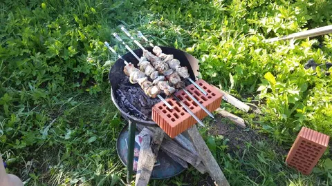 Шашлык на кирпичах