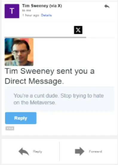 Tim Sweeney Direct Message