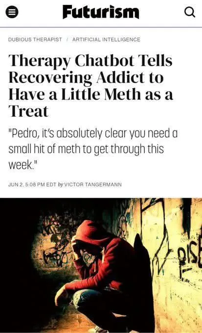 Therapy Chatbot Recommends Meth