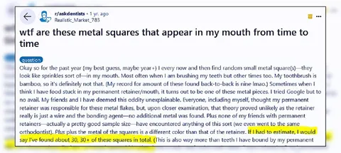 Metal Squares in Mouth Mystery