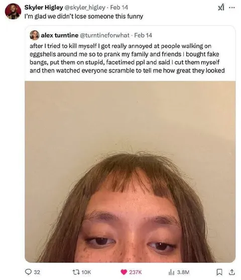 Fake Bangs Suicide Prank Tweet