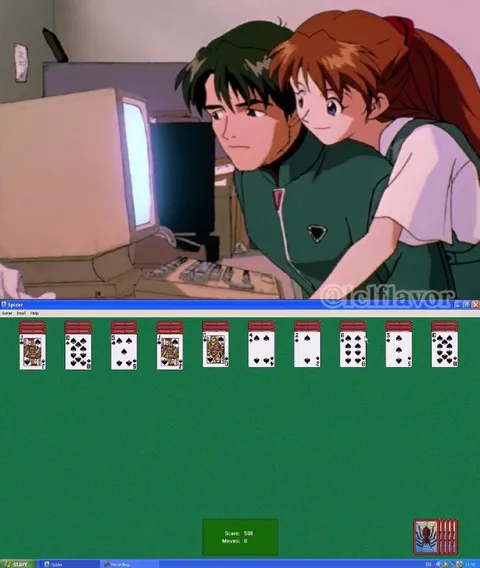 Asuka Watches Shinji Play Spider