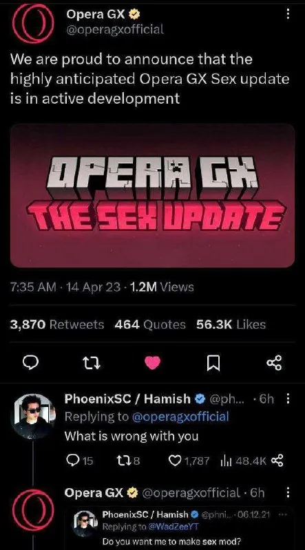 Opera GX Sex Update Announcement