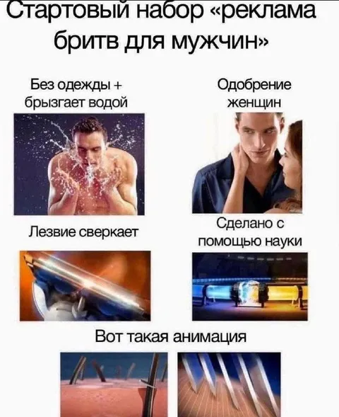 Стартовый набор рекламы бритв
