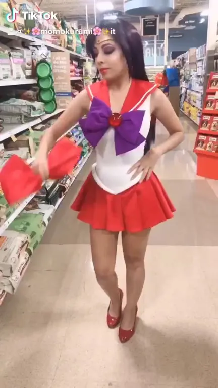 Sailor Mars Rides the Shopping Cart