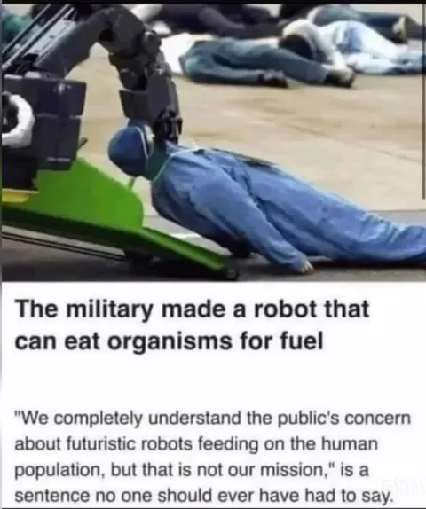 Robot Eats Humans for Fuel