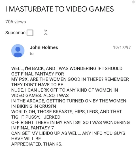 I Masturbate to Video Games