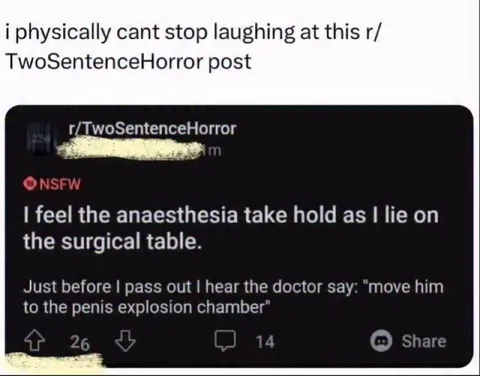 Two Sentence Horror Penis Explosion